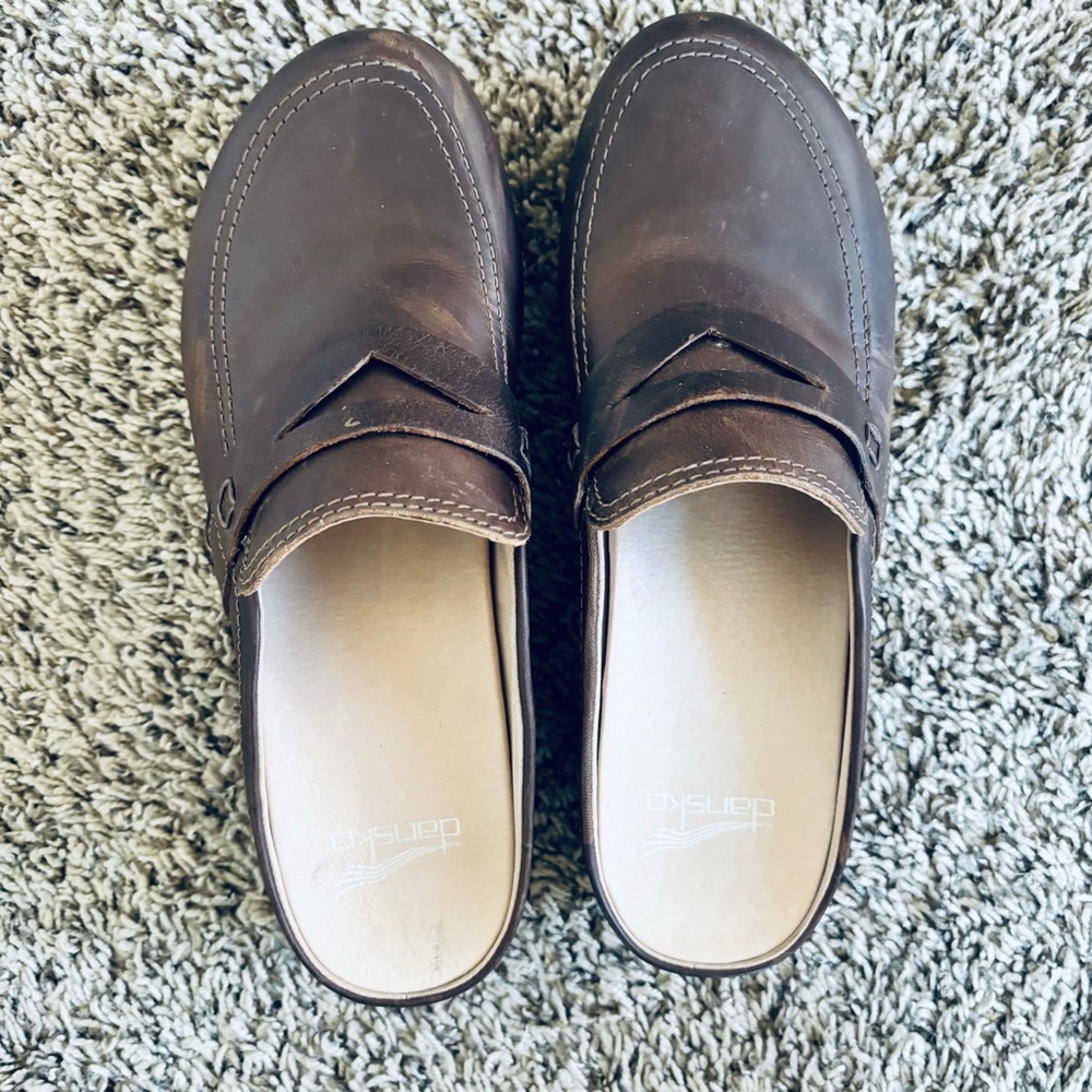 Dansko Brown Leather Clog Mules - Picture 10 of 10